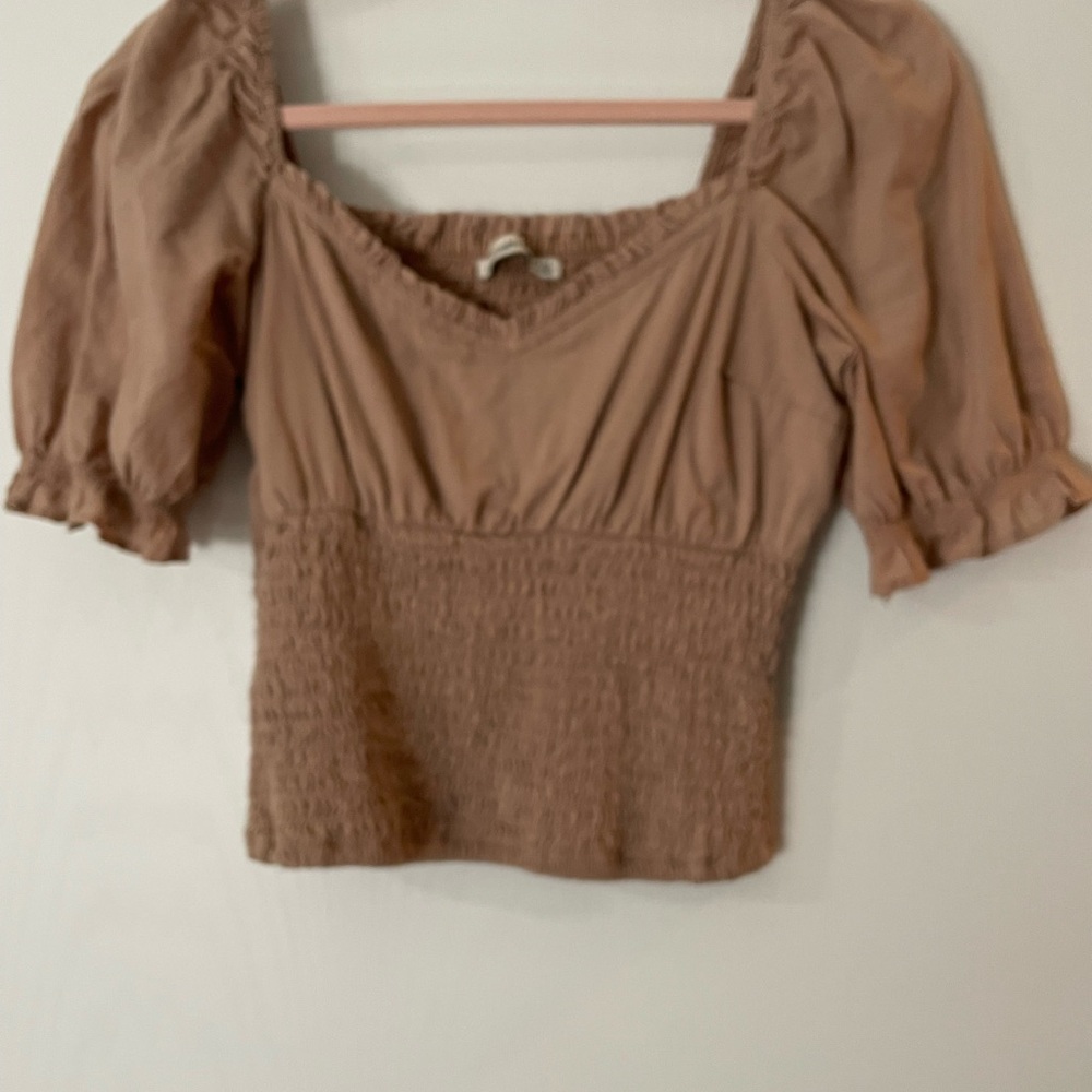 Abercrombie & Fitch Brown Smocked Blouse
